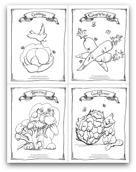 Cabbage, Carrot, Broccoli and Cauliflower Printable Coloring Page