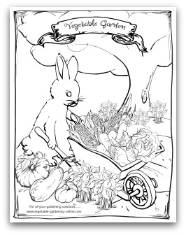 Printable Bunny with Wheelbarrow Coloring Page