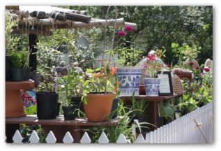 white picket container garden fence