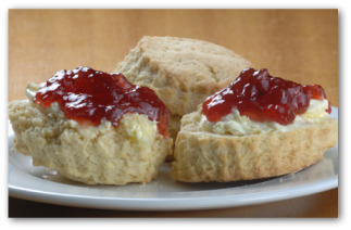 strawberry jam on scones