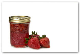 strawberry jam and fresh strawberries