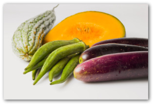 squash, okra and eggplant