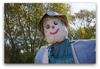 Friendly Scarecrow Face Made from Pillowcase