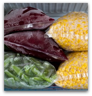 Frozen Beets, Corn, and Green Beans From the Garden