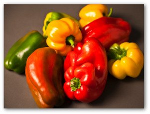 red, yellow and green fresh bell peppers