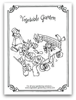 vegetable garden printable coloring page for kids