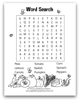 Vegetable Word Search Printable