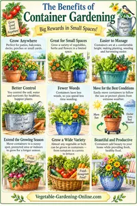Chart of benefits of container vegetable gardening