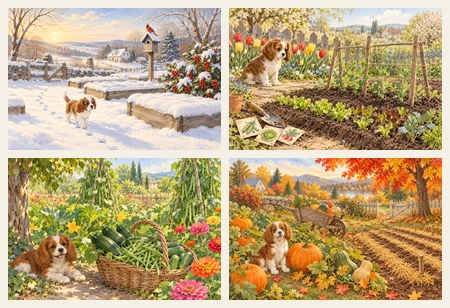 Four seasons from the 2027 garden calendar.