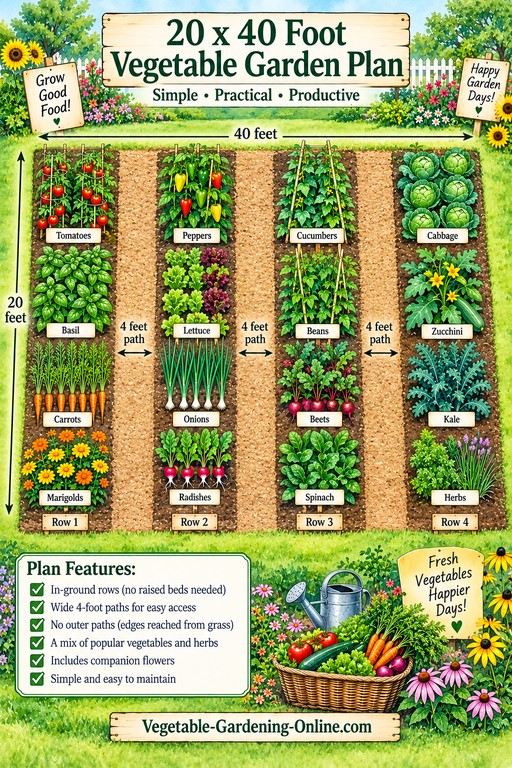 20 x 40 vegetable garden plan