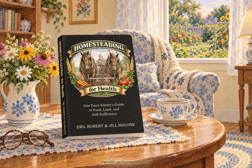 Homesteading for Health book by Drs. Robert and Jill Malone, shown in a living room