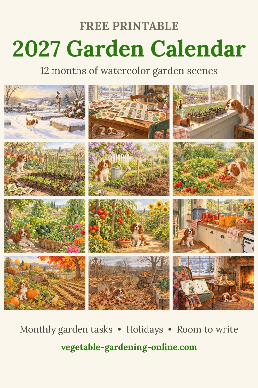 All 12 months of the 2027 garden calendar