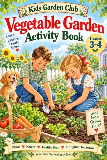 Vegetable Garden Activity Book cover for grades 3–4