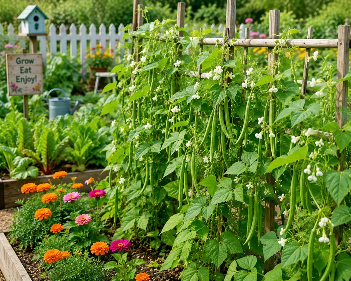 asparagus beans growing in the garden