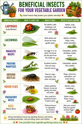 chart of beneficial insects in organic gardening