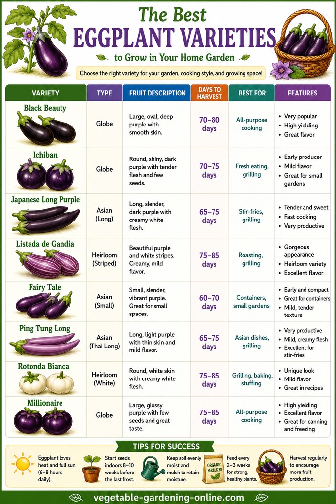 chart of best eggplant varieties for home gardens