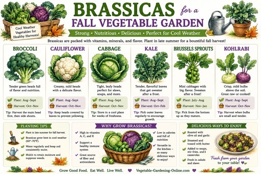 Chart of brassica family crops for fall gardening