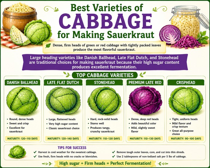 chart of best cabbage varieties for making sauerkraut at home