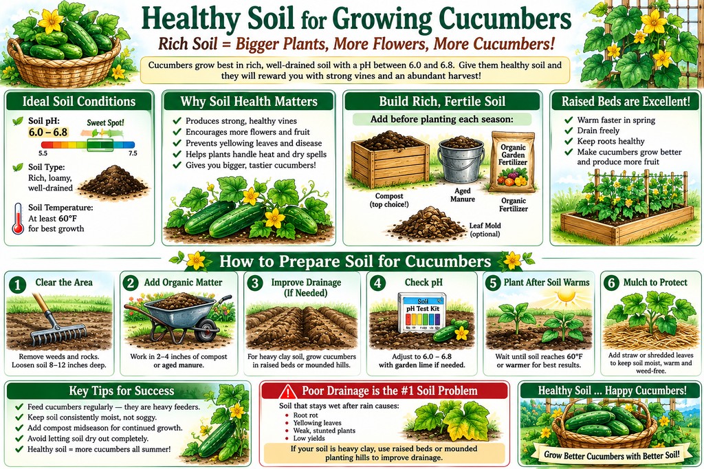 chart of building healthy soil for growing cucumbers