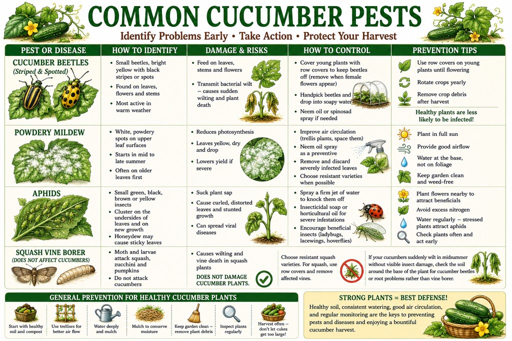 chart of cucumber plant pests