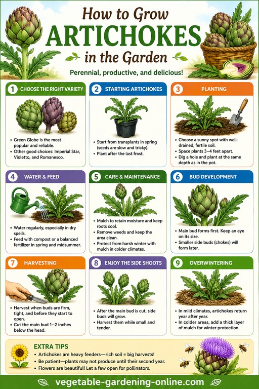 chart of how to grow artichokes in a home vegetable garden chart of how to grow artichokes in a home vegetable garden