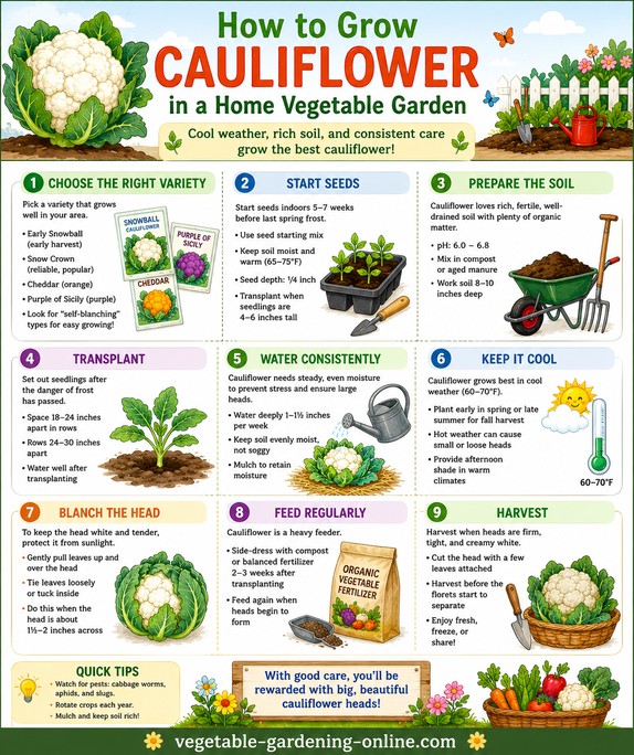 how to grow cauliflower in a home garden chart