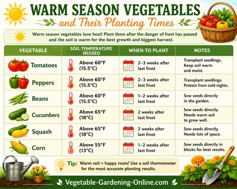 chart of warm season vegetables planting times