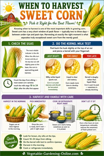 chart of when to harvest sweet corn