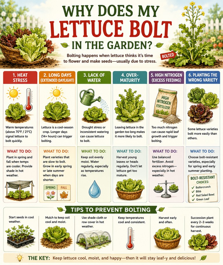 chart of why lettuce plants bolt in the garden