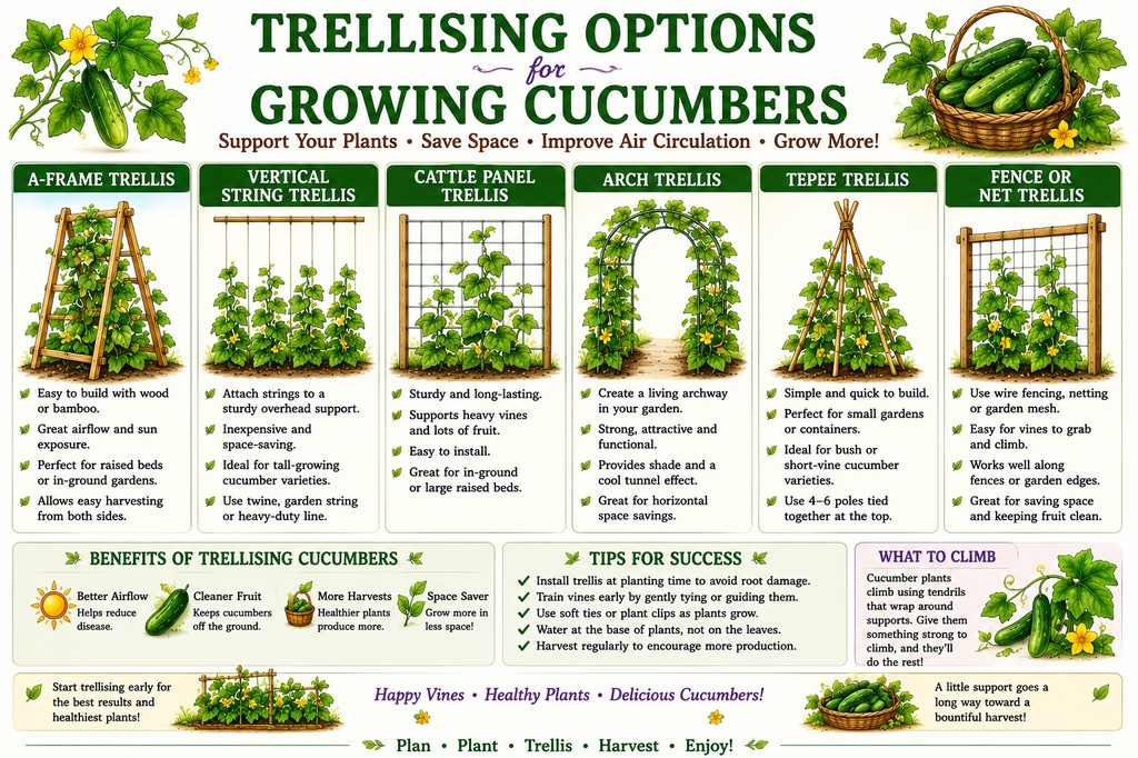cucumber plant trellis examples chart