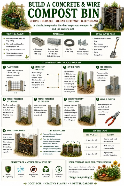 easy diy compost bin plan graphic