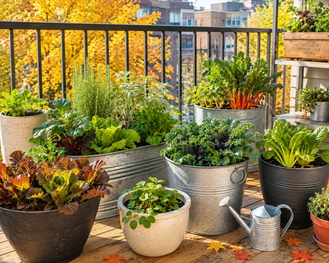 fall balcony container gardening idea