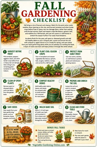 fall season vegetable garden checklist