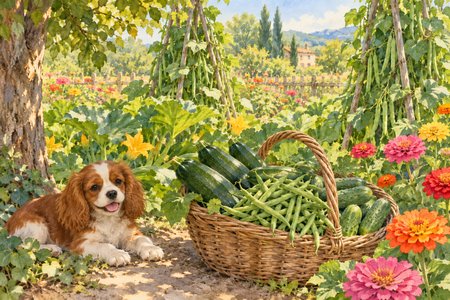 July harvest basket of zucchini and beans