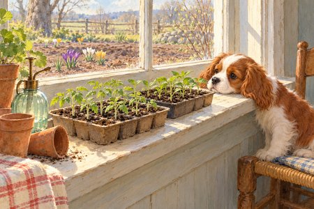 Tomato seedlings on a sunny windowsill