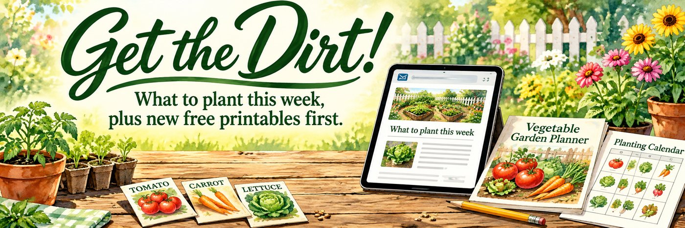 Get the Dirt: free weekly vegetable gardening newsletter with what to plant this week and new free printables