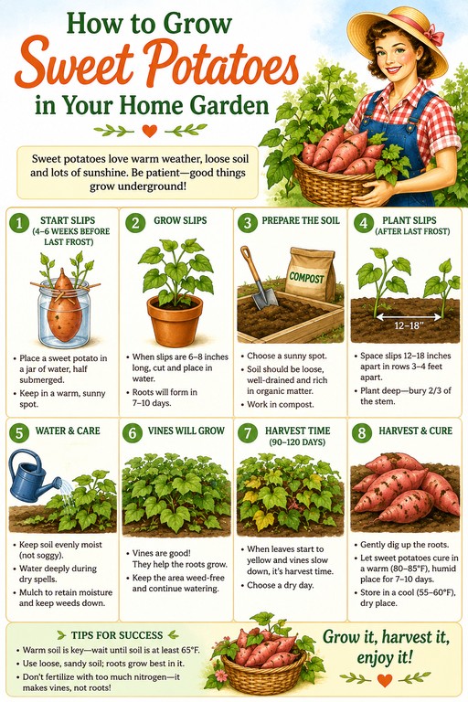 step by step chart of how to grow sweet potatoes