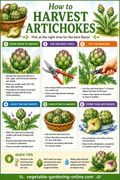 diagram of how to harvest artichokes