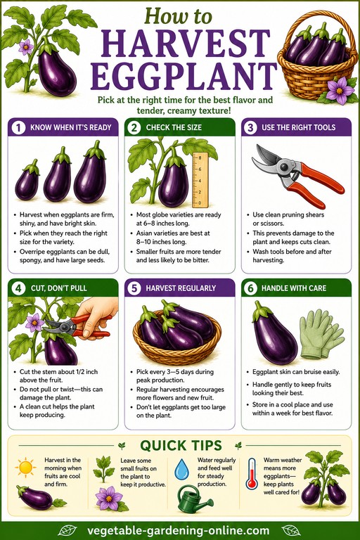 how to harvest eggplant graphic