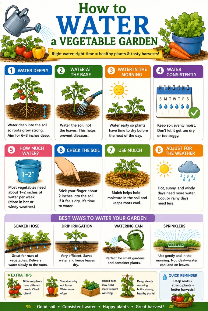 ways to water a vegetable garden chart