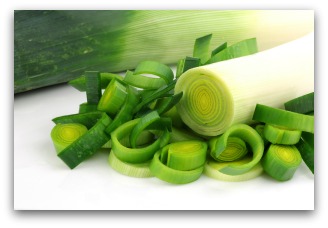 sliced fresh leek from the garden