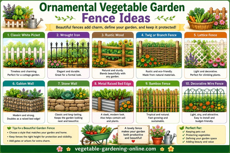chart of ornamental vegetable garden fence ideas