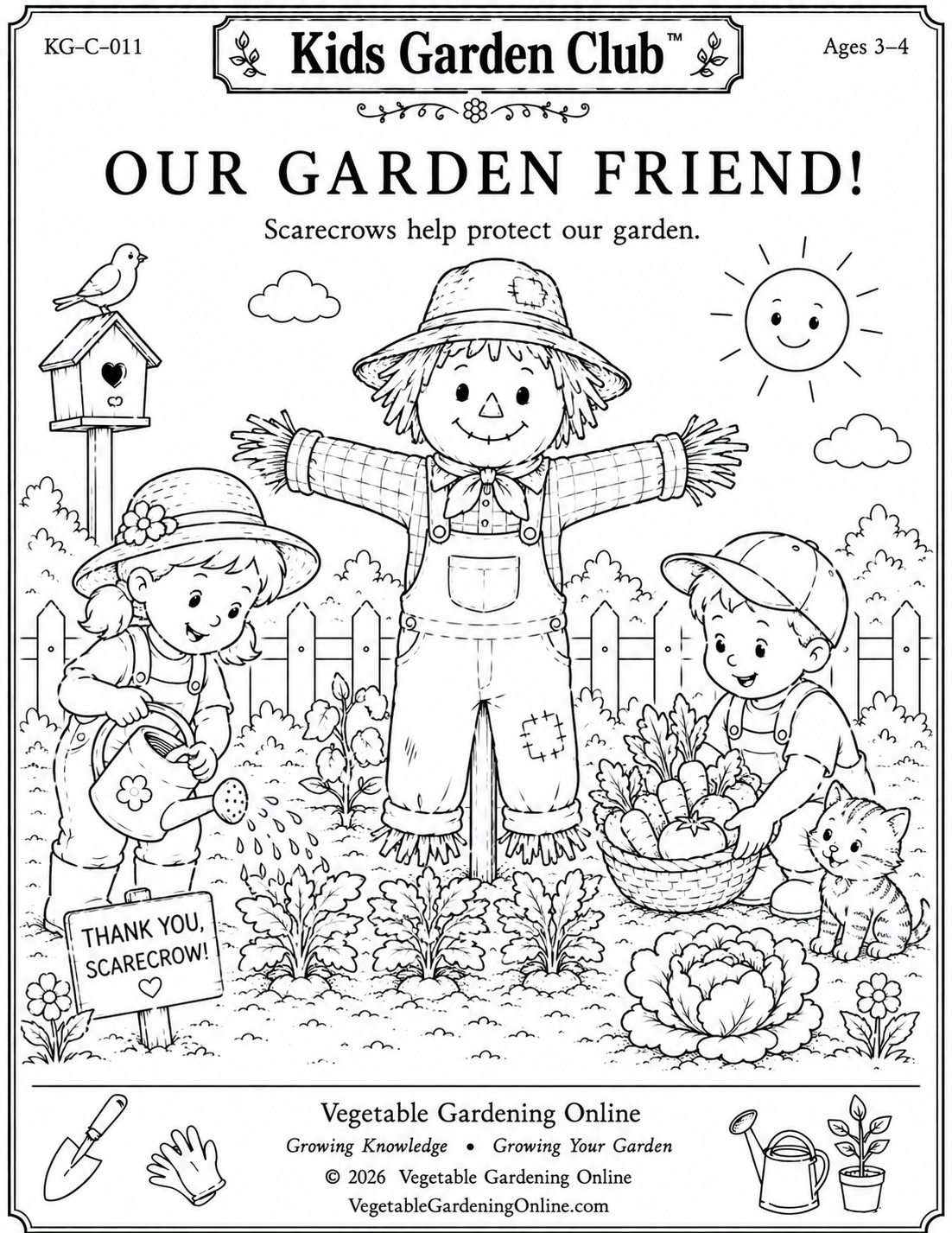 scarecrow coloring page for first grade