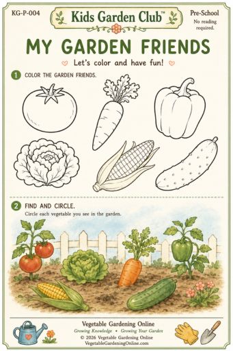Preschool Vegetable Gardening Activity Page