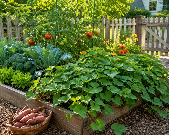 growing sweet potatoes in the garden