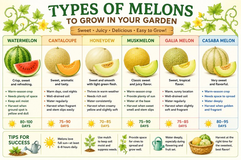 types of melons to grow in a home vegetable garden