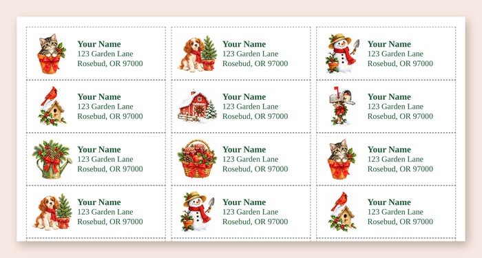 Free printable Christmas return address labels