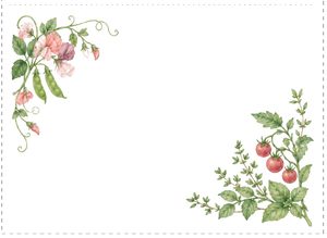 Free printable folded gift card with sweet peas and cherry tomatoes