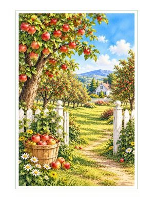 Apple Orchard folded note card