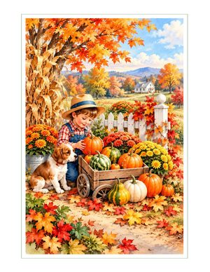Autumn Pumpkins folded note card